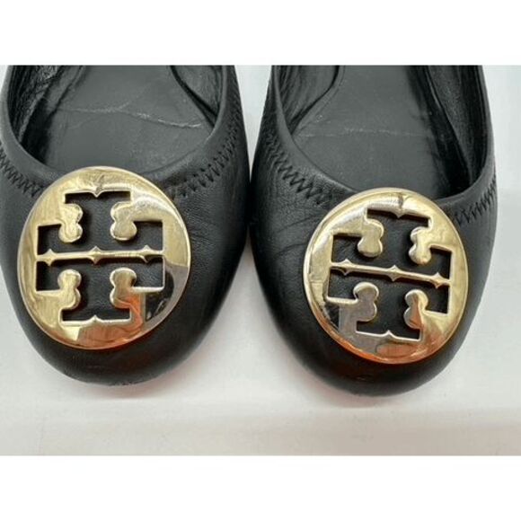 Tory Burch MINNIE TRAVEL BALLET Flats Black Leather Size 7M - Picture 3 of 9